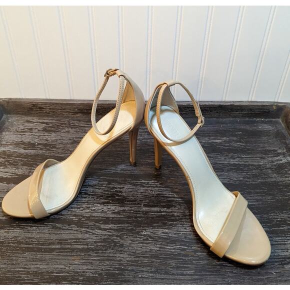 David's Bridal Larissa Tan Patent High Heel with Ankle Strap Size 9 - Picture 2 of 7